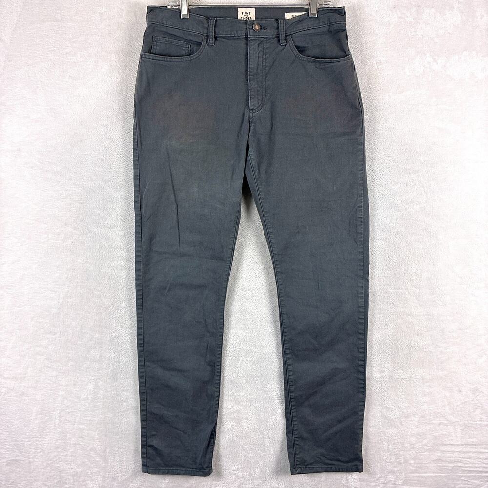 Flint and Tinder Pants Men 33x32 Gray Chino Slim Fit Stretch Preppy Huckberry